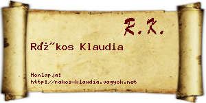 Rákos Klaudia névjegykártya